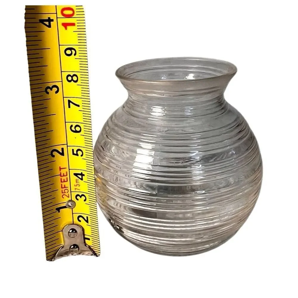 Vintage Clear Depression Glass Small Ribbed Bee Hive Vase